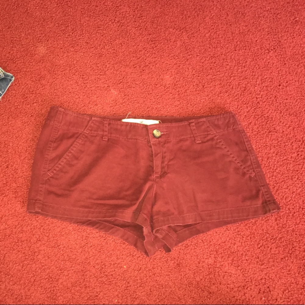 Hollister Maroon Women's Cotton Shorts